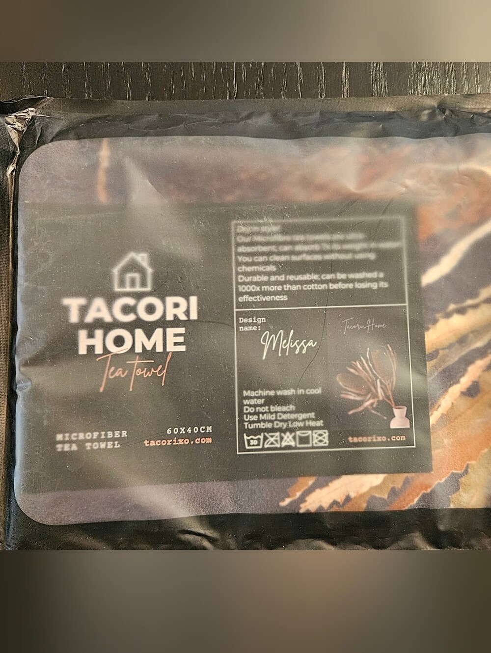 Tacori Home Black and Tan Microfiber Tea Towel